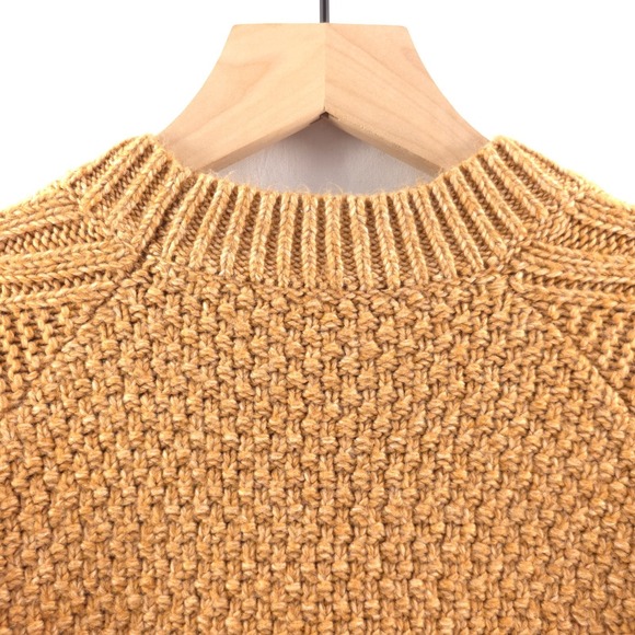 Ann Taylor Womens Sweater M Camel Cable Honeycomb Knit Balloon Sleeve Raglan - Picture 4 of 13